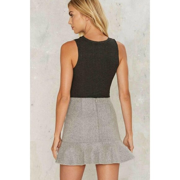 Nasty Gal Women's Gray Like It Ruffle High waisted Bodycon Skirt Size M - Picture 5 of 12
